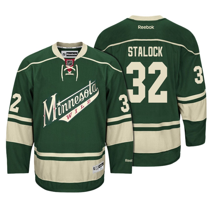 Men Minnesota Wild Alex Stalock #32 Green Alternate Premier Jersey