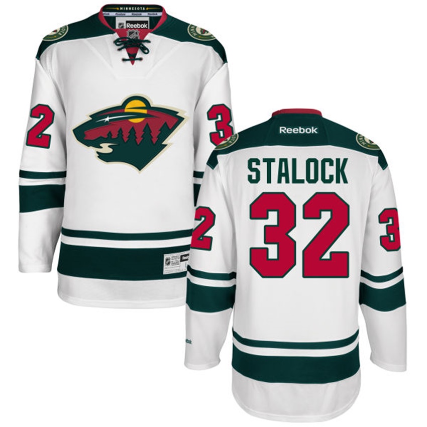 Men Minnesota Wild Alex Stalock #32 White Away Premier Jersey