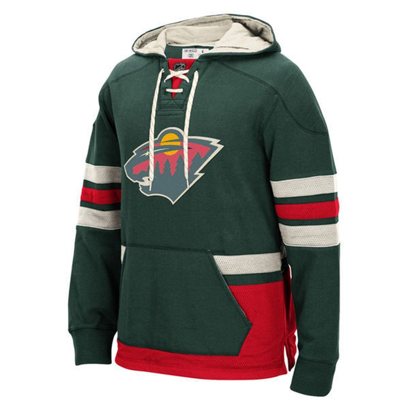 NHL 2016-2017 New Season Minnesota Wild Green Fleece Pullover Hoodie