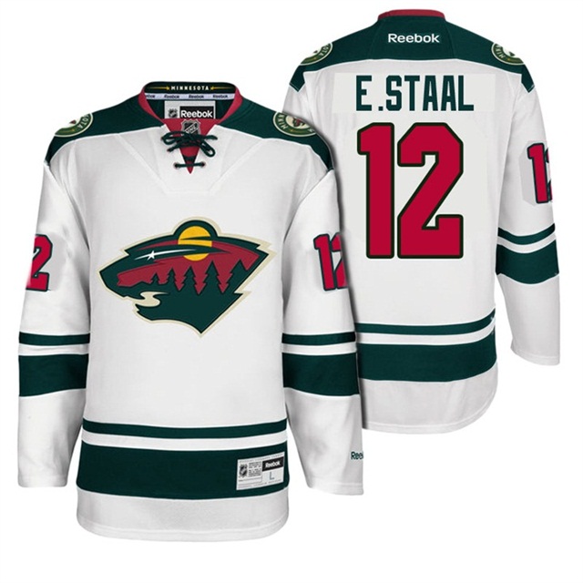 Men Wild Eric Staal #12 White Premier Away Jersey