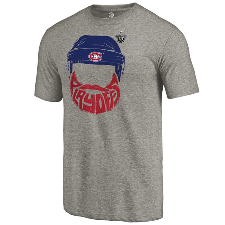 Men Montreal Canadiens Gray Short Sleeve 2017 NHL Stanley Playoff T-shirt