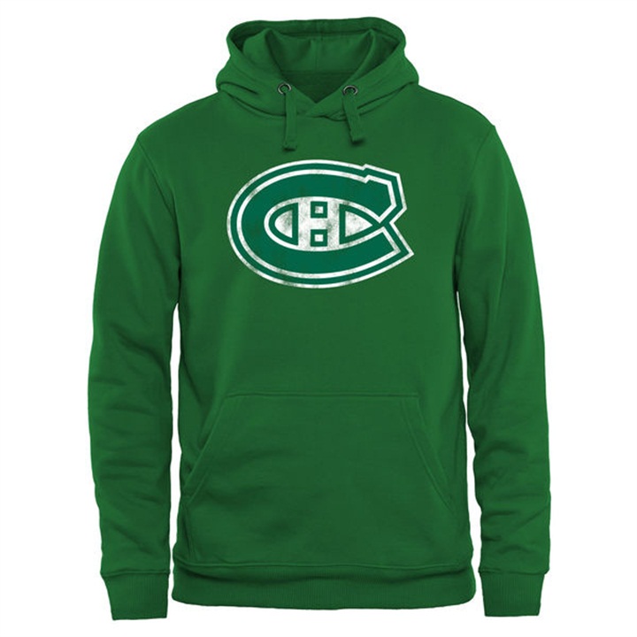 Men NHL Canadiens Kelly Green St. Patrick Day Pullover Hoodie