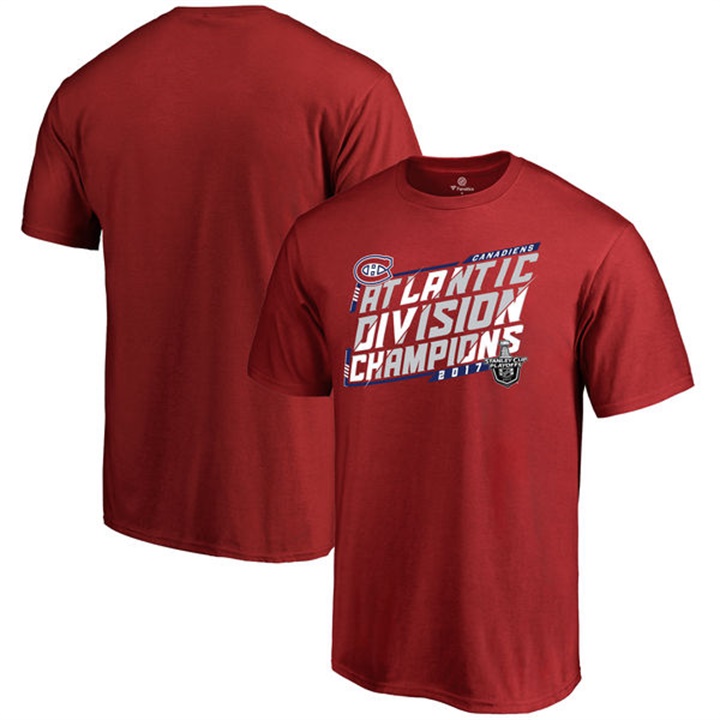 Men Montreal Canadiens Red Short Sleeve 2017 Atlantic Division Champions T-shirt