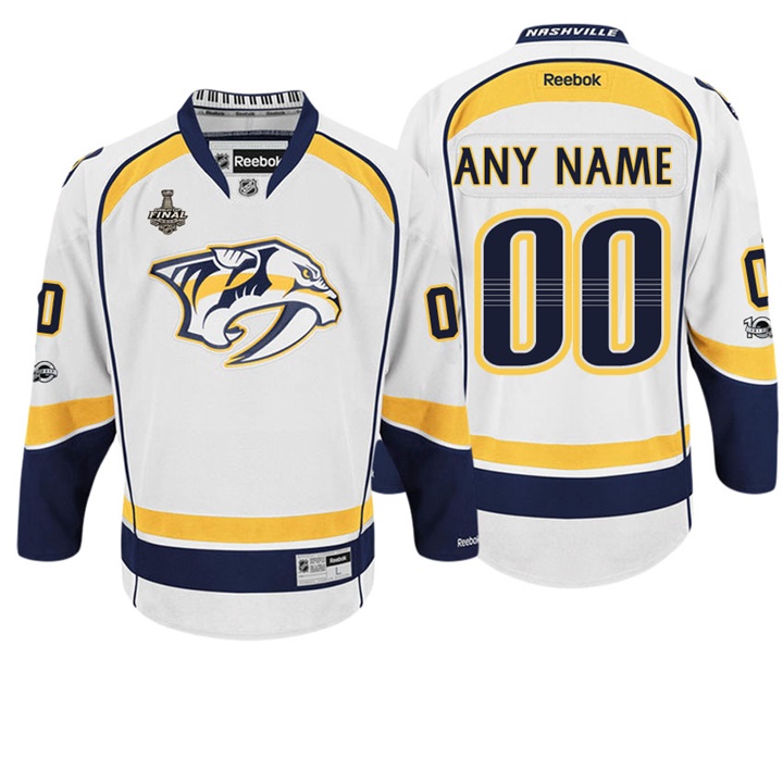 Men NHL Nashville Predators White 2017 Stanley Cup Final Customized Away Premier Jersey