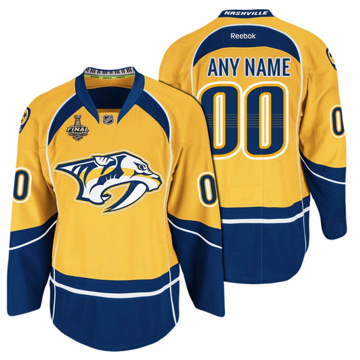 Men NHL Nashville Predators Gold 2017 Stanley Cup Final Customized Home Premier Jersey