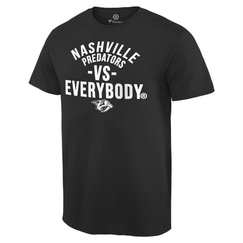 Men Nashville Predators Black Short Sleeve Against Everybody Team T-shirt