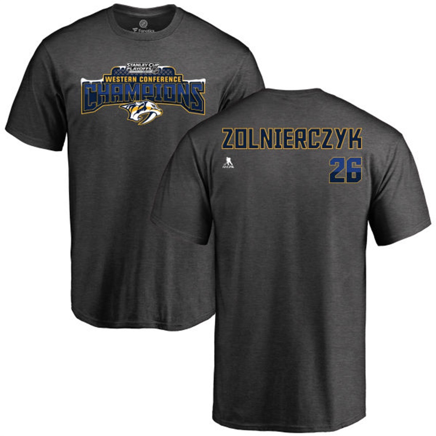 Men Predators Harry Zolnierczyk #26 Gray 2017 Stanley Cup Western Conference Champions Name And Number T-shirt