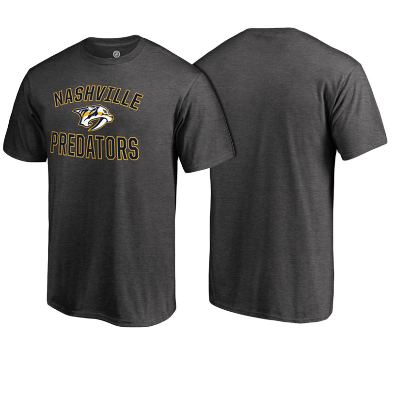 Men Nashville Predators Heathered Gray Word And Mark Victory Arch T-shirt