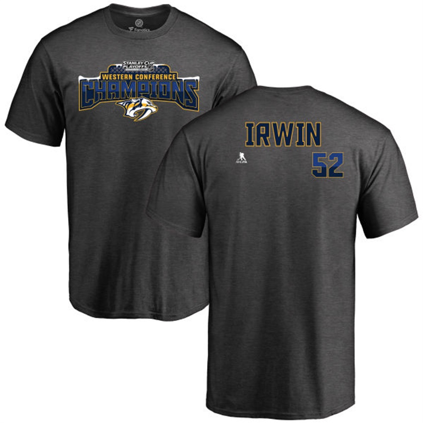 Men Predators Matt Irwin #52 Gray 2017 Stanley Cup Western Conference Champions Name And Number T-shirt