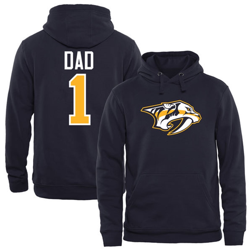 Men Nashville Predators Navy Number 1 Dad T-shirt