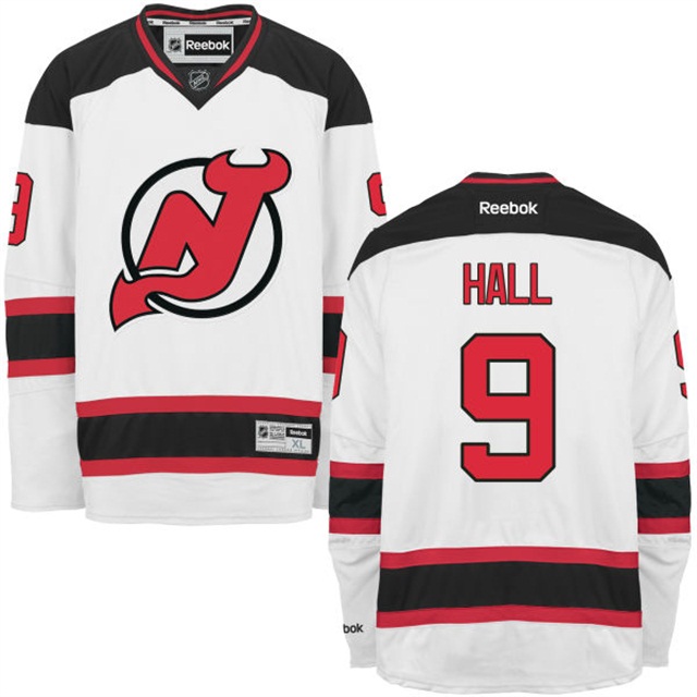 Men Devils Taylor Hall #9 White Premier Away Jersey