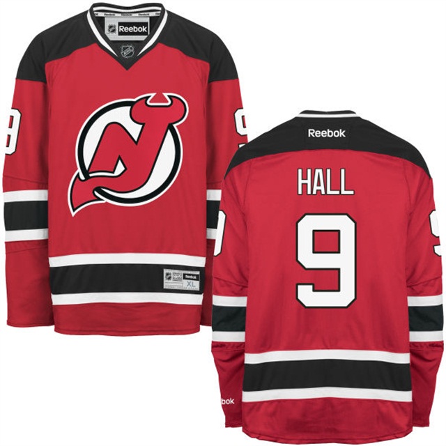 Men Devils Taylor Hall #9 Red Premier Home Jersey