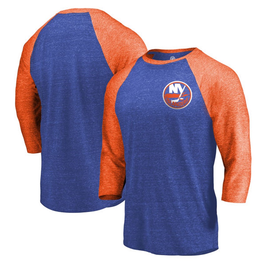 Men New York Islanders Royal/Orange Shift 3/4 Sleeve T-shirt