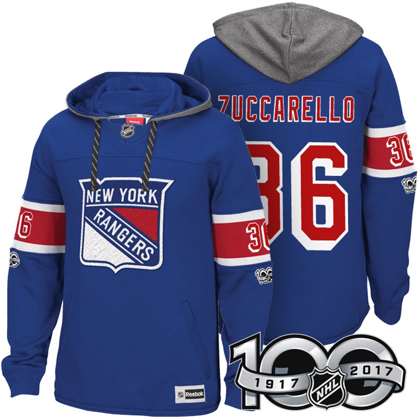 NHL New York Rangers Mats Zuccarello Royal 2017 Centennial Calssic Hoodie