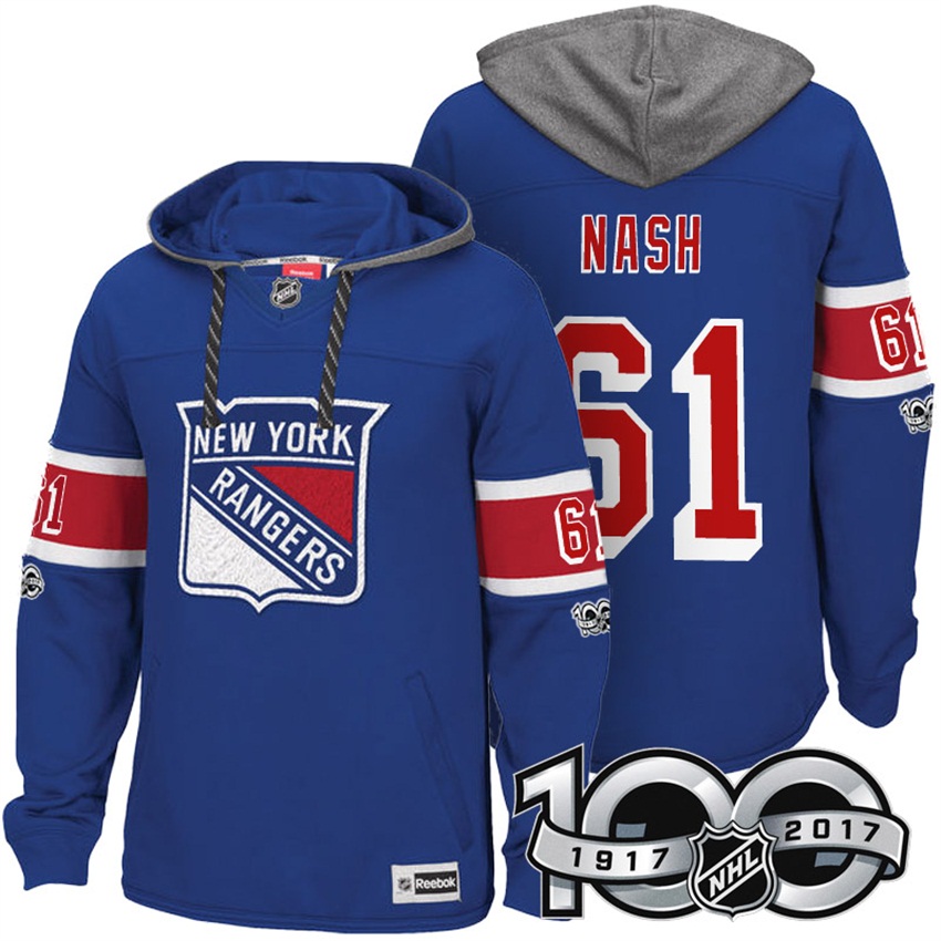 NHL New York Rangers Rick Nash Royal 2017 Centennial Calssic Hoodie