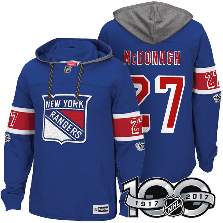 NHL New York Rangers Ryan McDonagh Royal 2017 Centennial Calssic Hoodie