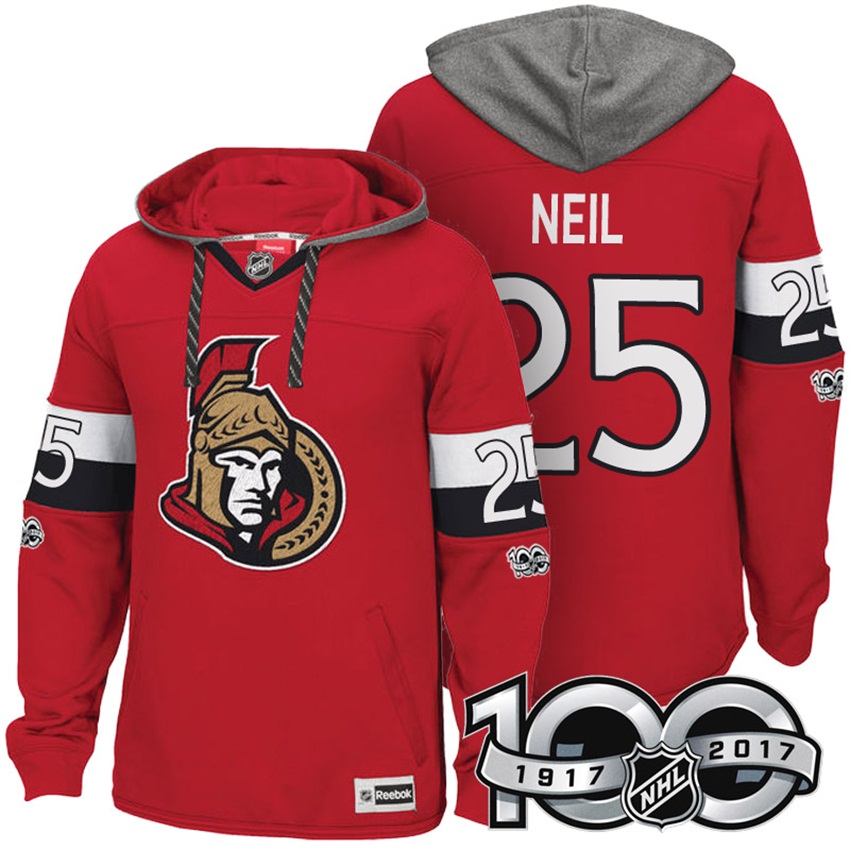 NHL Ottawa Senators Chris Neil Red 2017 Centennial Calssic Hoodie