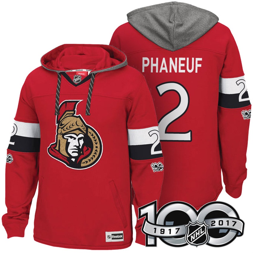 NHL Ottawa Senators Dion Phaneuf Red 2017 Centennial Calssic Hoodie