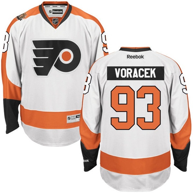 Men Flyers Jakub Voracek #93 White 50th Anniversary Road Premier Jersey