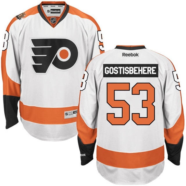 Men Flyers Shayne Gostisbehere #53 White 50th Anniversary Road Premier Jersey