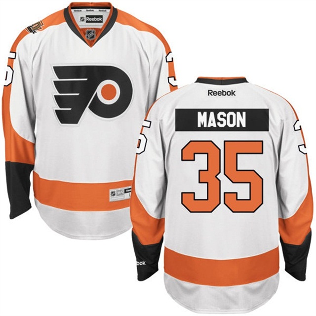 Men Flyers Steve Mason #35 White 50th Anniversary Road Premier Jersey