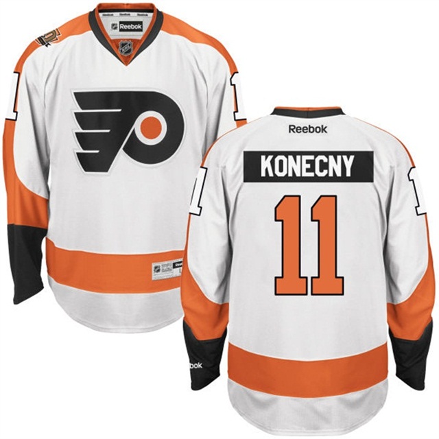 Men Flyers Travis Konecny #11 White 50th Anniversary Road Premier Jersey