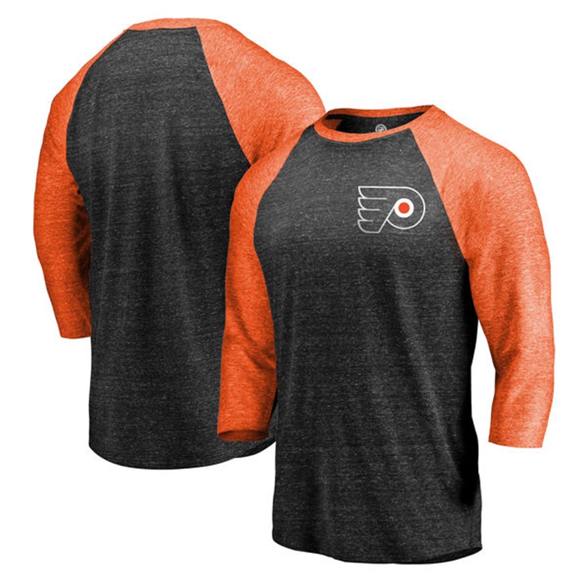 Men Philadelphia Flyers Black/Orange Shift 3/4 Sleeve T-shirt