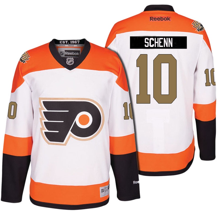 Men Flyers Brayden Schenn #10 White 50th Anniversary Patch Jersey