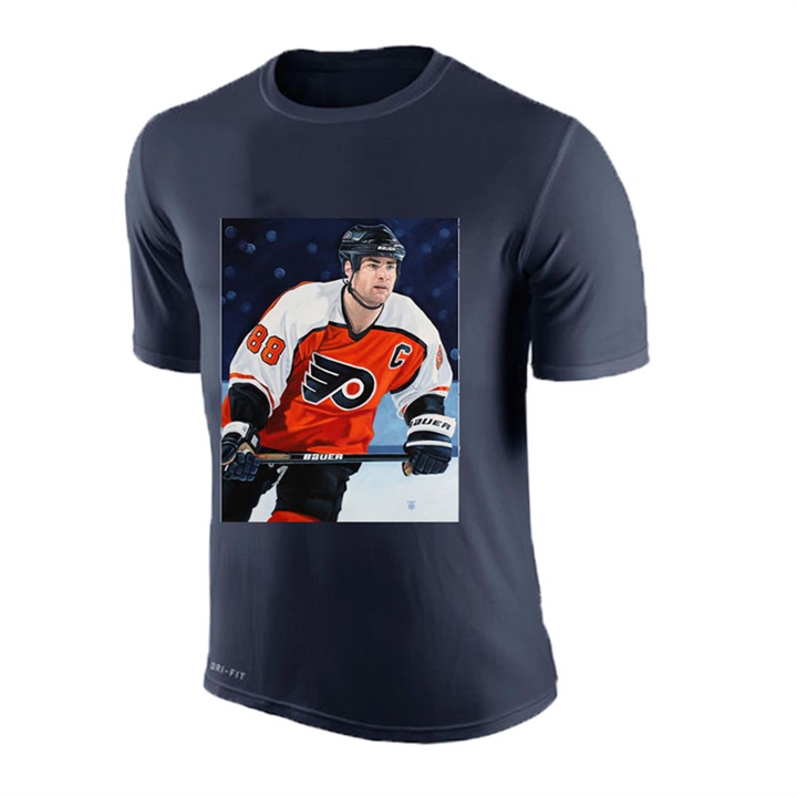 Men Flyers Eric Lindros #88 Navy NHL Greatest PLayer Pictorial T-shirt