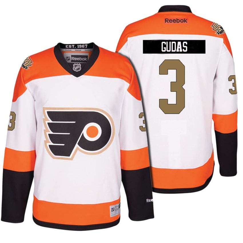 Men Flyers Radko Gudas #3 White 50th Anniversary Patch Jersey