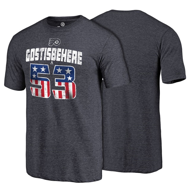 Men Flyers Shayne Gostisbehere #53 Navy Player Spangled T-shirt