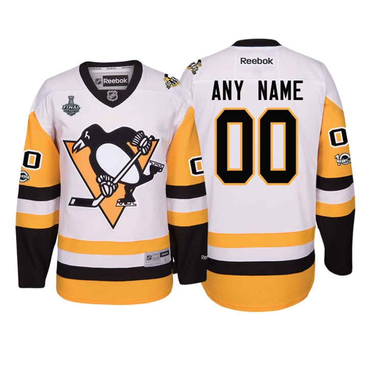 Men NHL Pittsburgh Penguins White 2017 Stanley Cup Final Customized Away Premier Jersey