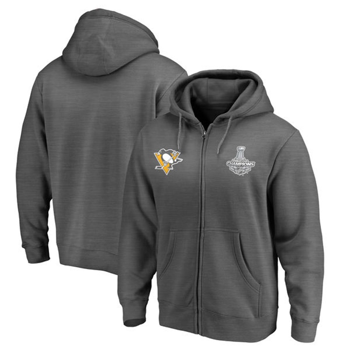 NHL Men Pittsburgh Penguins Black 2017 Stanley Cup Champions Full-Zip Hoodie