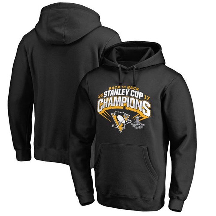 NHL Men Pittsburgh Penguins Black 2017 Stanley Cup Champions Pullover Hoodie