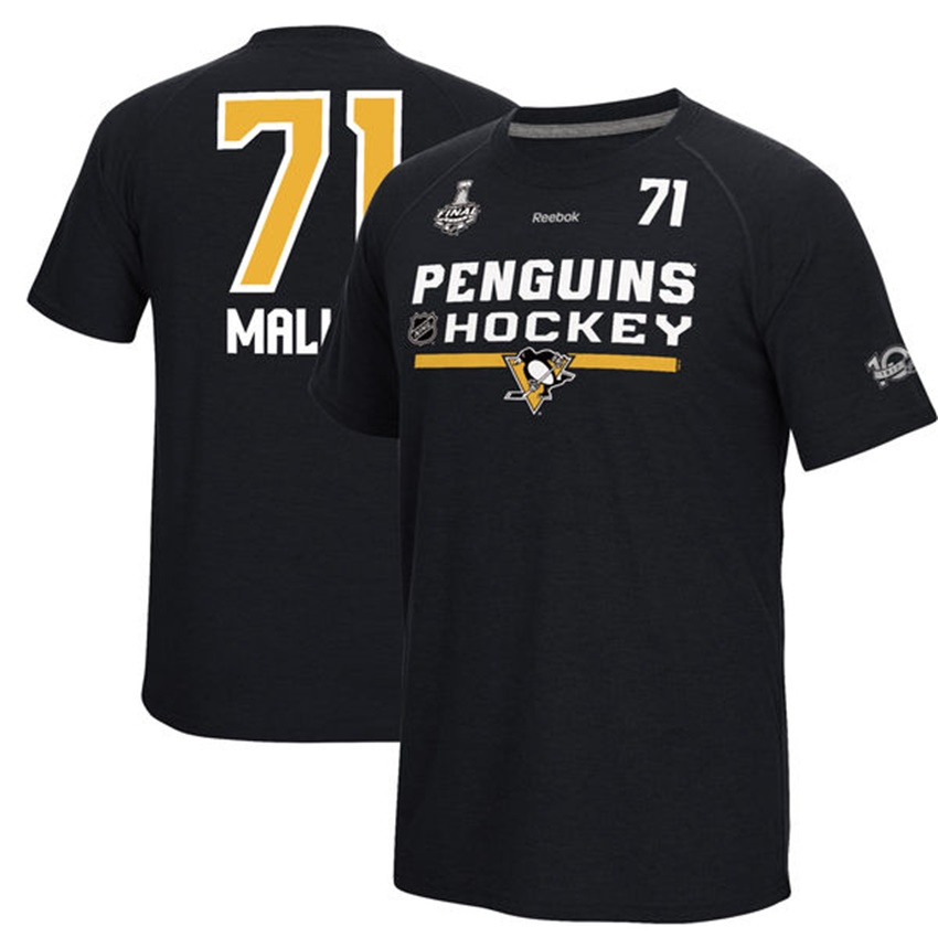 Men Penguins Evgeni Malkin #71 Black 2017 Stanley Cup Final Bound Supremium Player T-shirt