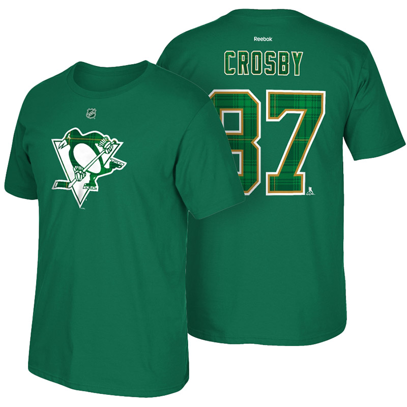 Men Penguins #87 Sidney Crosby Green 2016 St. Patrick's Day T-shirt