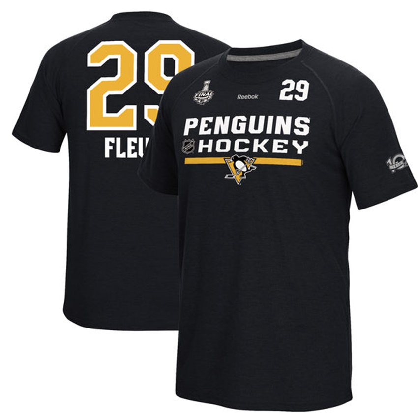 Men Penguins Marc-Andre Fleury #29 Black 2017 Stanley Cup Final Bound Supremium Player T-shirt