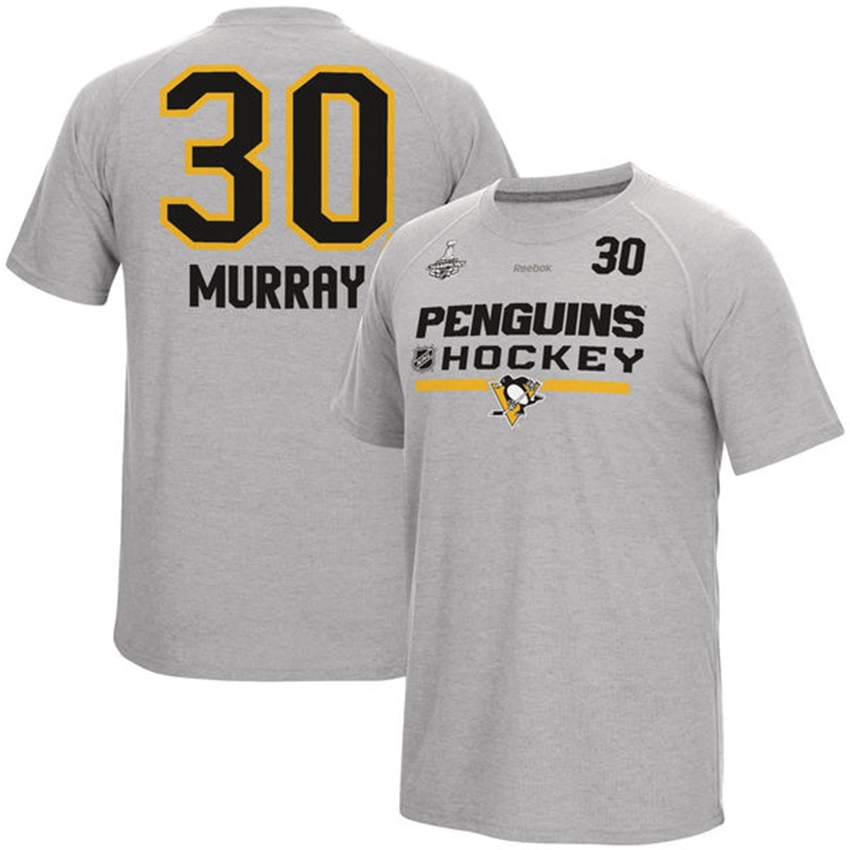 Men Pittsburgh Penguins Matt Murray #30 Gray Eastern Conference Champions Name And Number T-shirt