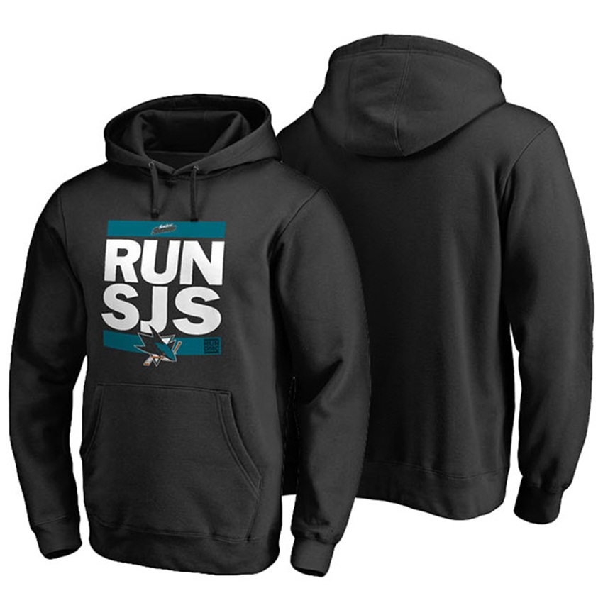 NHL San Jose Sharks Black Pullover RUN-CTY Hoodie