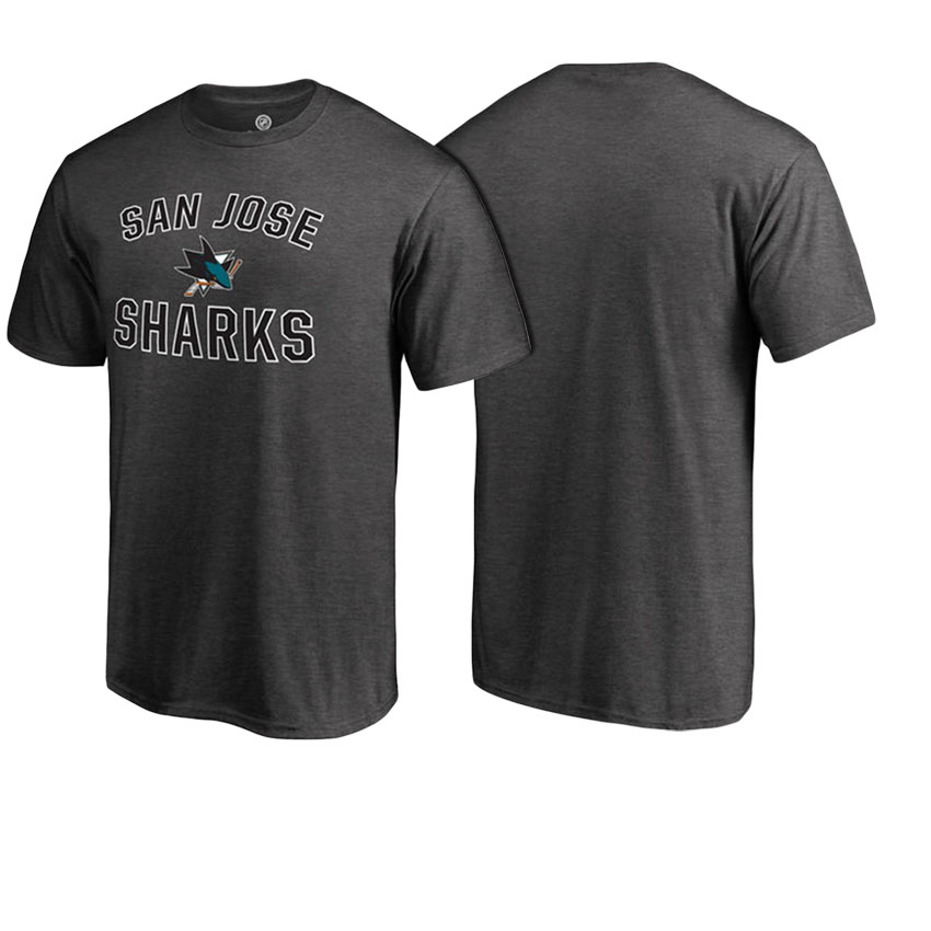 Men San Jose Sharks Heathered Gray Word And Mark Victory Arch T-shirt