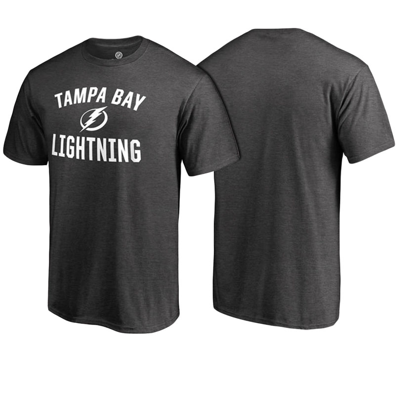 Men Tampa Bay Lightning Heathered Gray Word And Mark Victory Arch T-shirt