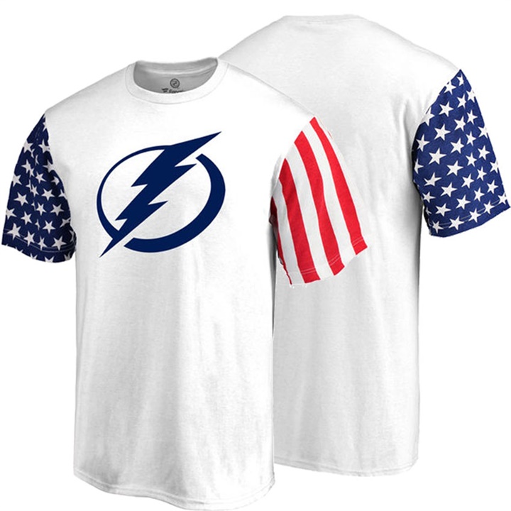 Men Tampa Bay Lightning White US Flag Stars And Stripes T-shirt