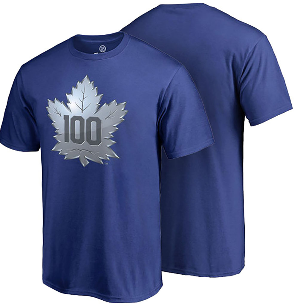 2017 Centennial Classic Toronto Maple Leafs Blue 100 Year Logo T-shirt