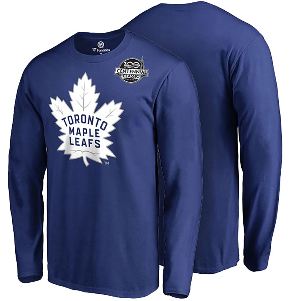 2017 Centennial Classic Toronto Maple Leafs Blue Team Logo Long Sleeve T-shirt