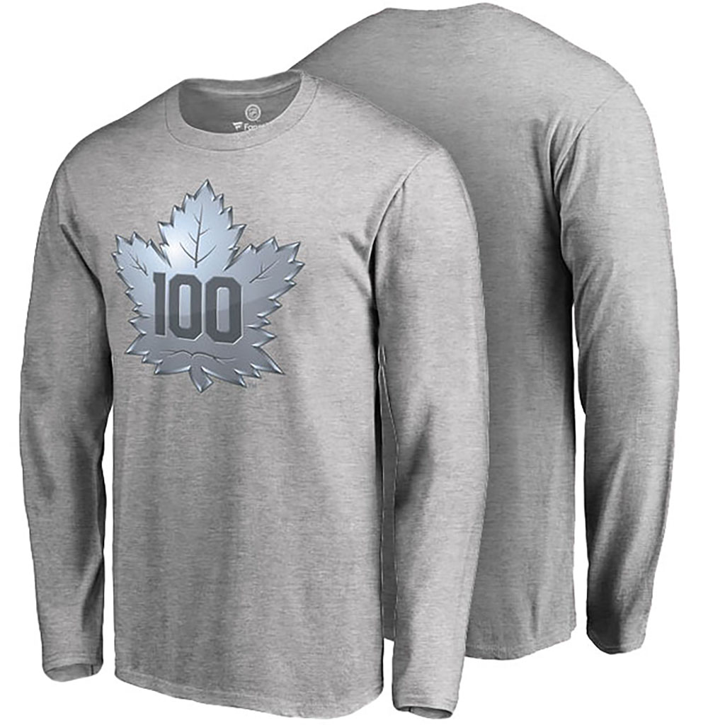 2017 Centennial Classic Toronto Maple Leafs Gray 100th Hockey Year Long Sleeve T-shirt