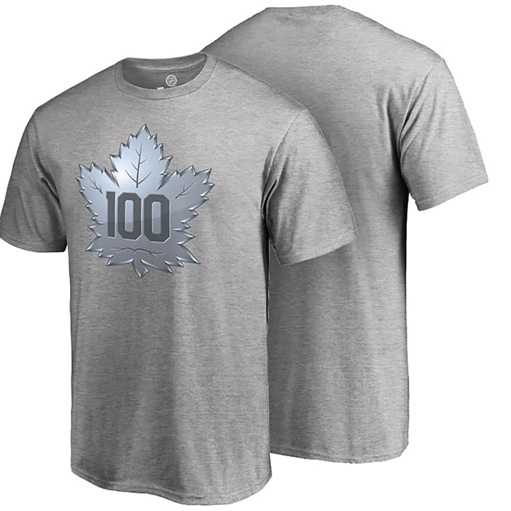 2017 Centennial Classic Toronto Maple Leafs Gray 100th Hockey Year Short Sleeve T-shirt