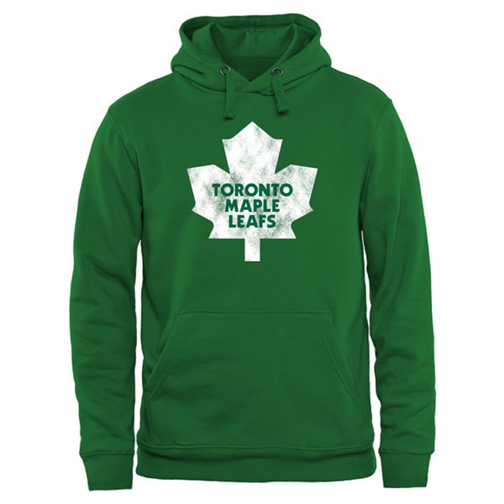 Men NHL Maple Leafs Kelly Green St. Patrick Day Pullover Hoodie