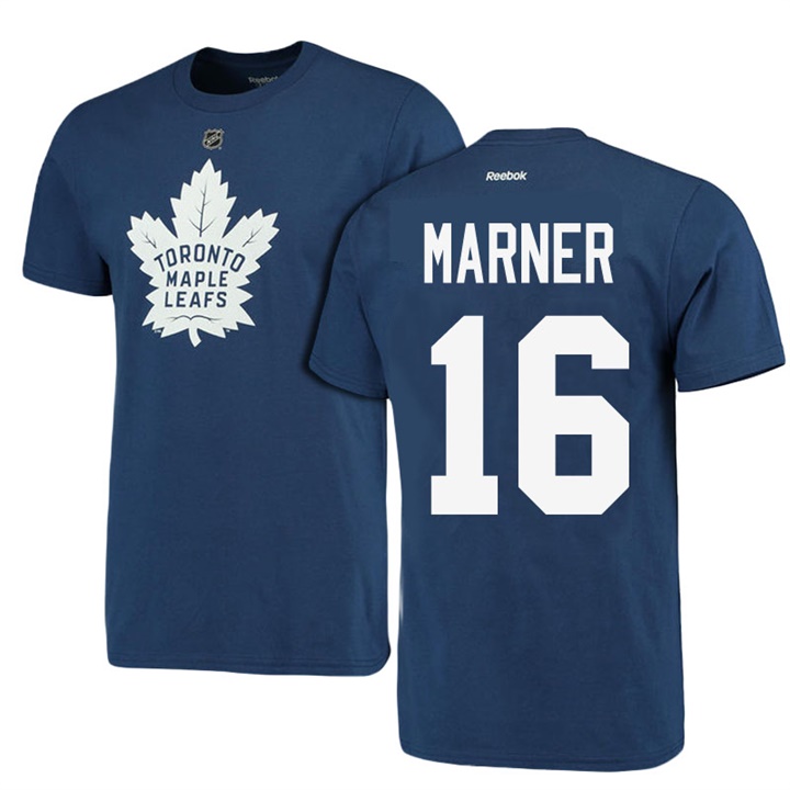 Men Maple Leafs Mitchell Marner #16 Blue NHL Player Name And Number T-shirt