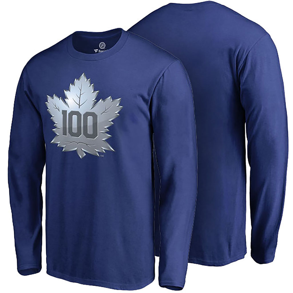 2017 Centennial ClassicToronto Maple Leafs Royal 100th Year Long Sleeve T-shirt