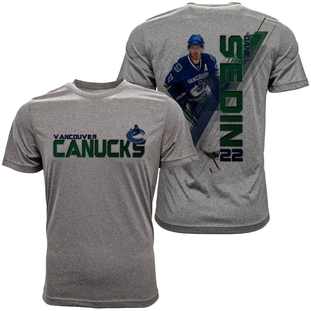 Men Canucks #22 Daniel Sedin Grey Spectrum Player T-shirt